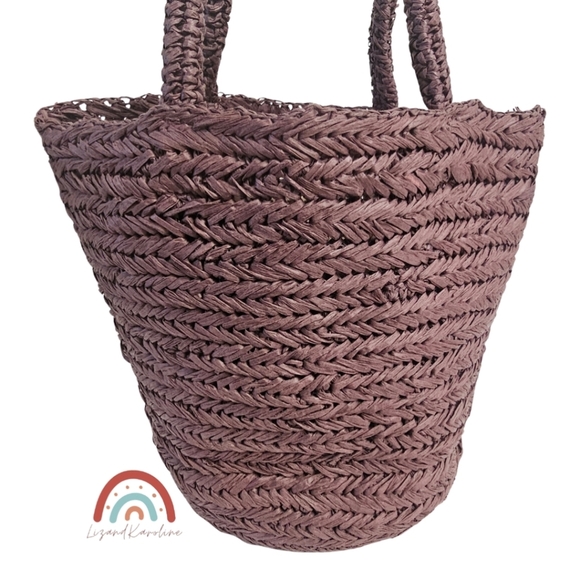 New! J. Crew Malta Handwoven Straw Bucket Tote in Rich Hickory - Picture 4 of 13